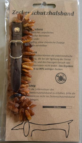 Zeckenschutzhalsband Bernstein für Hunde dunkelbraun bis 35 cm